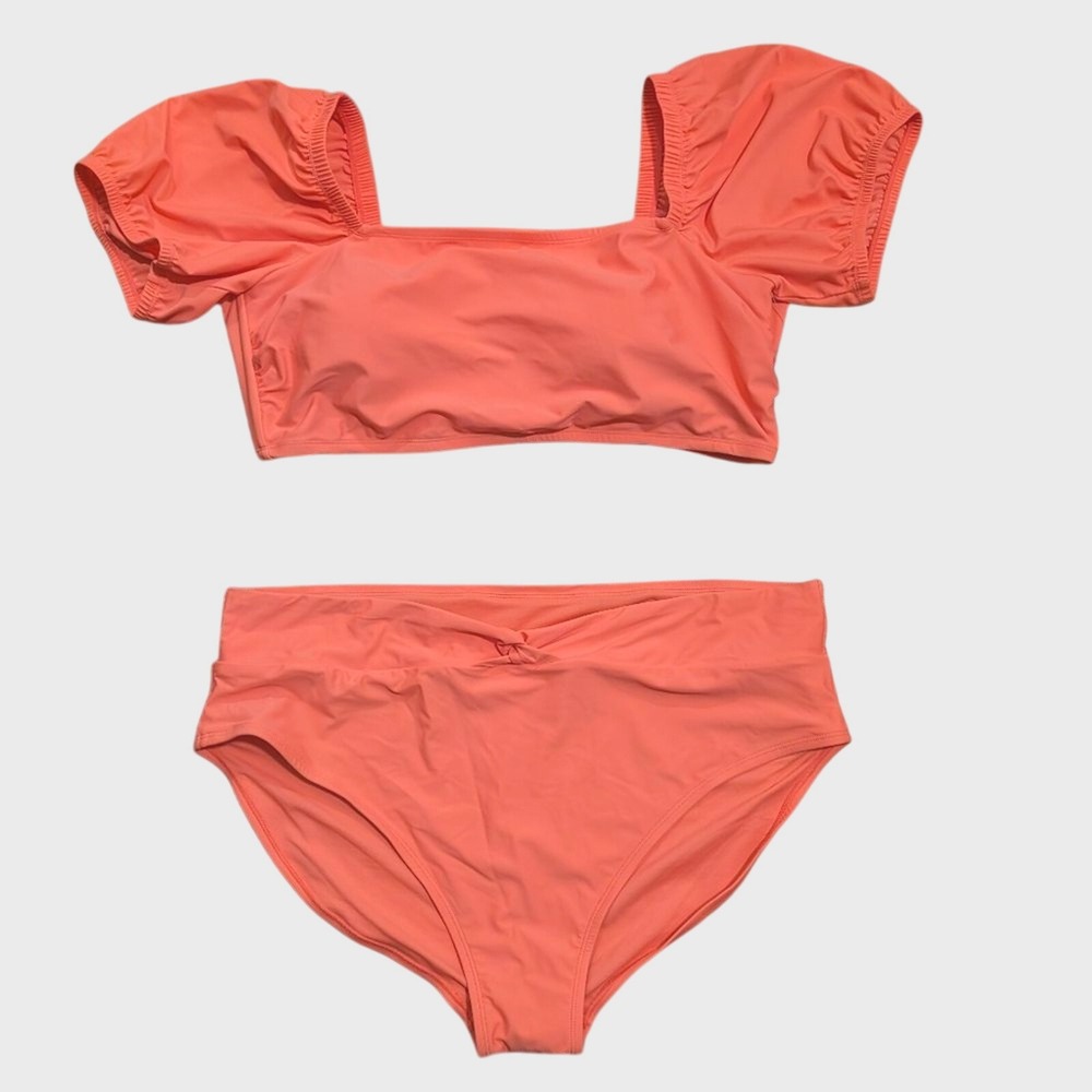 Coral Plus Size 3X 24w 26w Bikini Sleeved Shirt Swim Suit 24‎ 26 Swimsuit NWT
